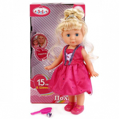 POLI-03-E-RU КУКЛА "КАРАПУЗ" БАЛЕРИНА 30СМ, НА БАТ ОЗВУЧ. (15 ПЕСЕН ШАИНСКОГО), В АССОРТ. В РУСС. КО фото