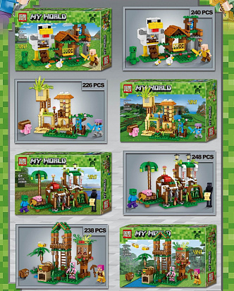 63129 Конструктор PRCK My World: Защита фермы 4в1, 4шт в уп., 952 дет. в наборе (63129) фото